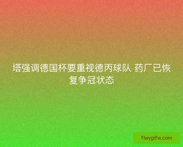 塔强调德国杯要重视德丙球队 药厂已恢复争冠状态